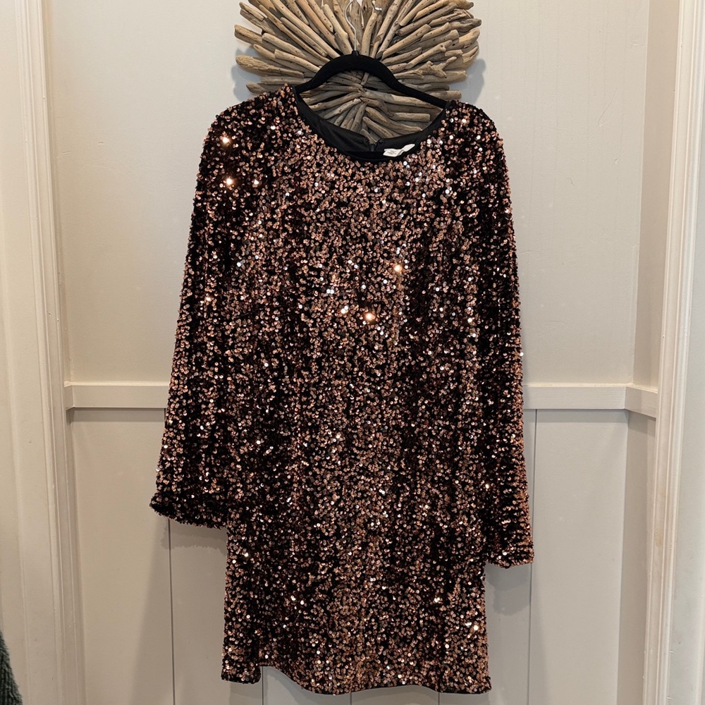 H&M Sequin Dress in Black and Gold
